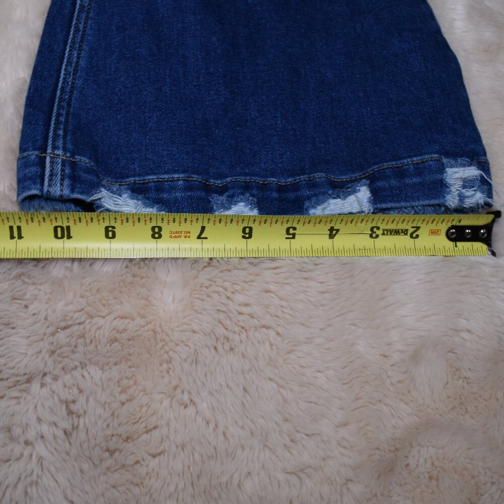 KanCan Dark Blue High-Waist Flare Jeans with Frayed Hem - Picture 13 of 15
